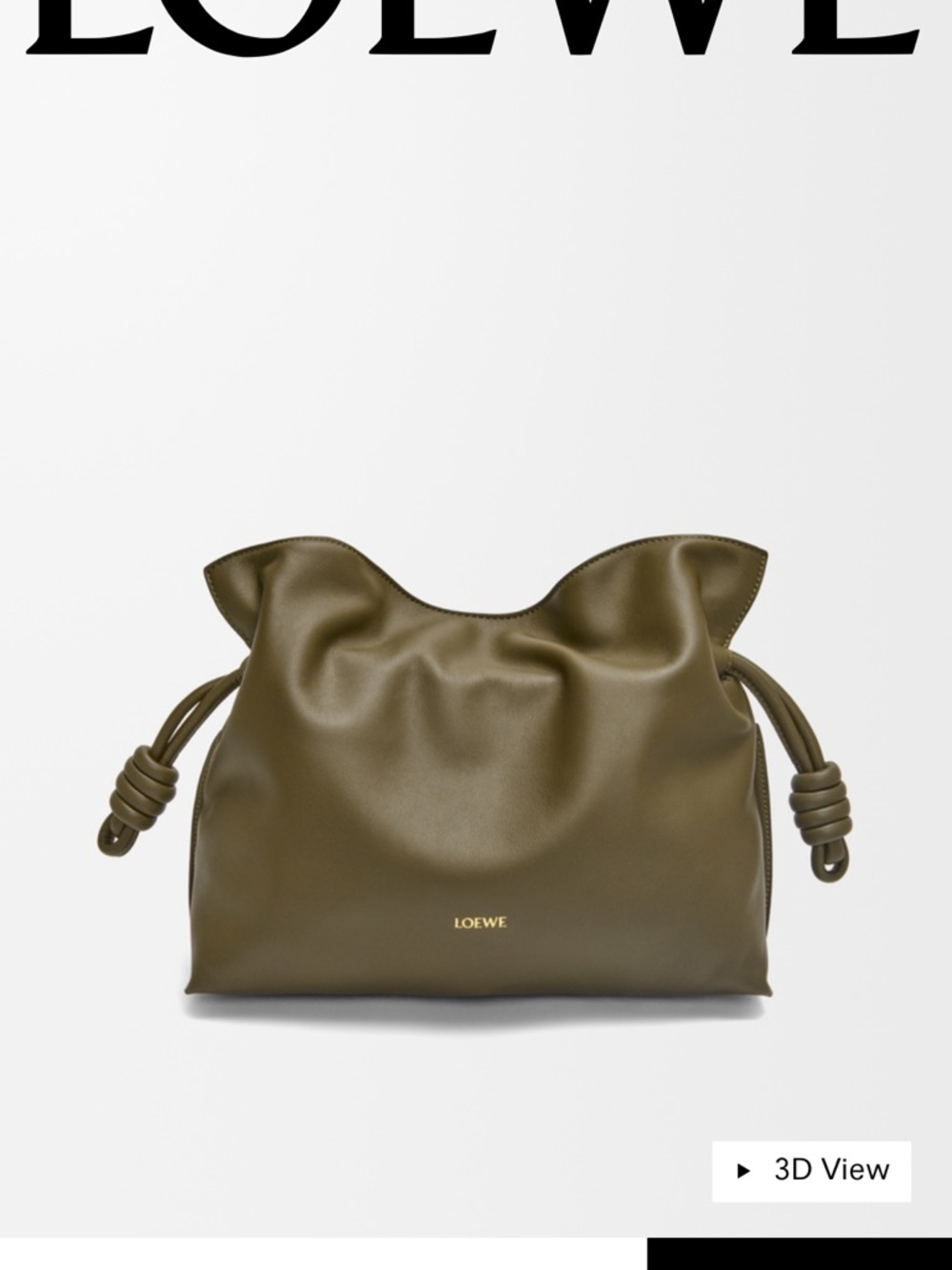 *SOLD* Loewe logo Olive Green Flamenco Knot Leather Shoulder Bag